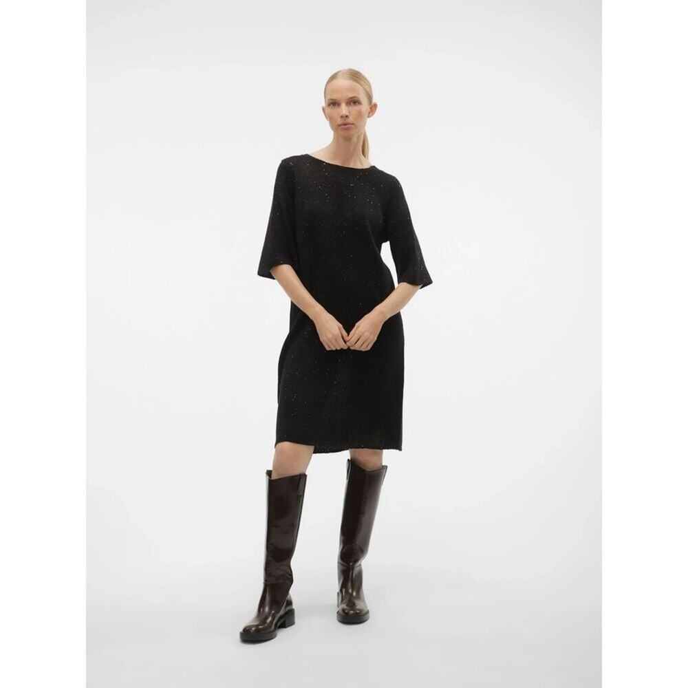 Vero Moda Knitted VNeck Backed Dequin Short Dress Black Size Small NWT
